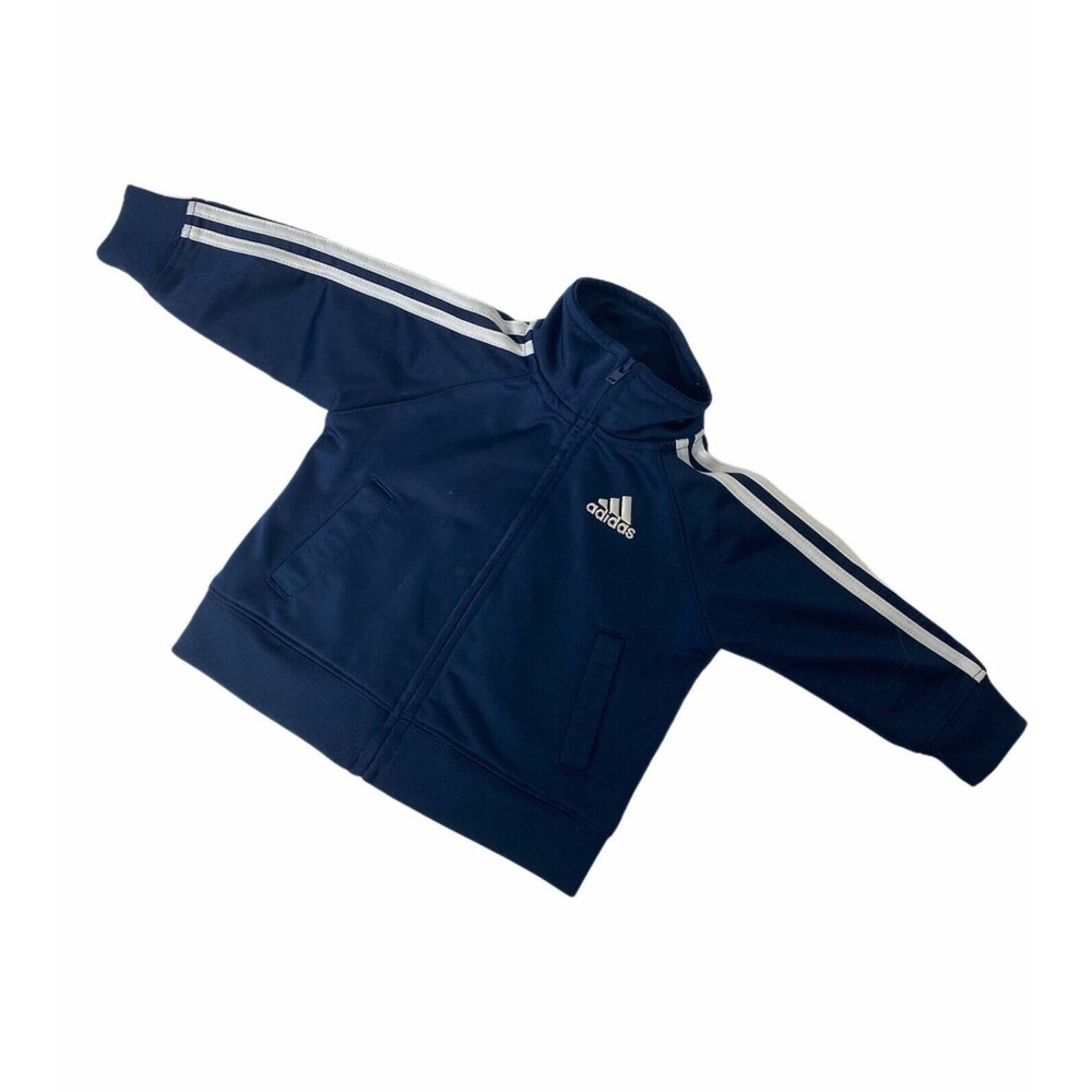Adidas Boy’s Track Jacket Blue and White Striped Full Zip Infant Size 6-Month's